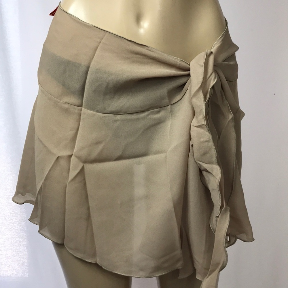 Zuliana Size Small Beige Solid Color Sarong with Lettuce Trim. New With Tags